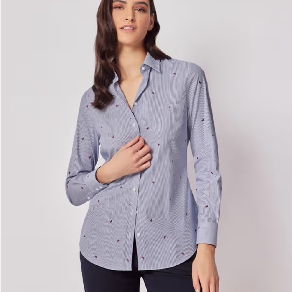 Butterfly Striped Button-Down Shirt